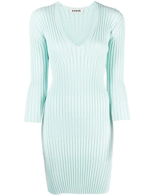 Aeron Blue Knitted Long-Sleeve Dress