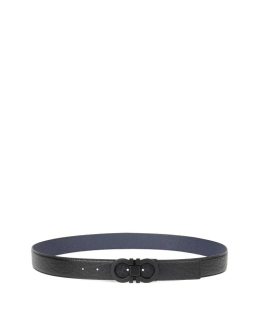 Cintura Reversibile Con Fibbia Gancini di Ferragamo in White