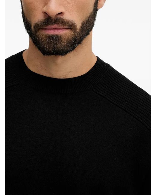 ARMANI EXCHANGE Black Ribbed Crew-Neck Sweater for men