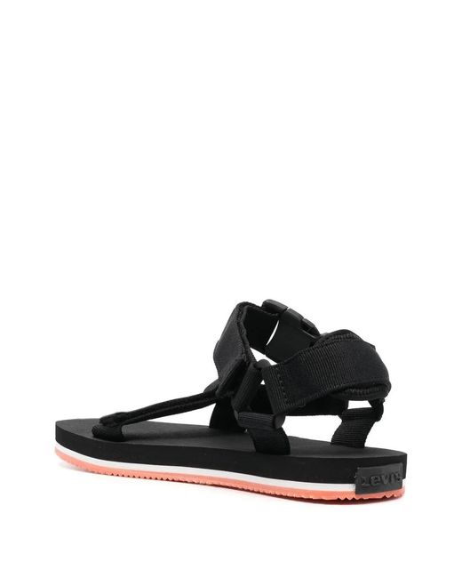 Levi's Black Tahoe Side Logo-Patch Sandals