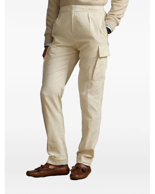 Ralph Lauren Natural Elasticated Drawstring Pleated Trousers for men