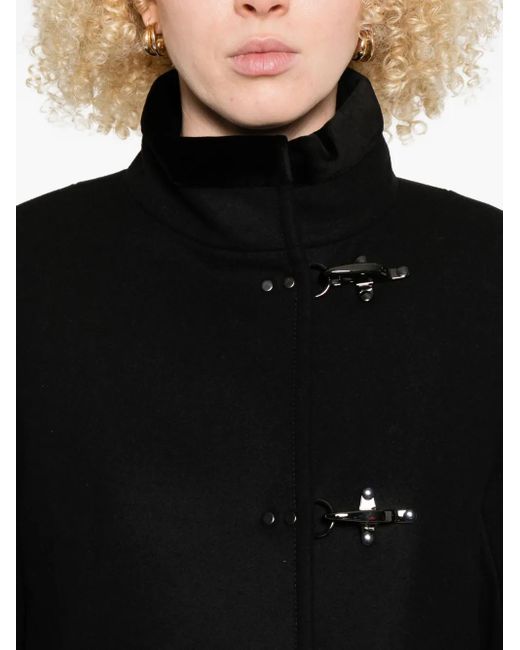 Fay Black Toggle-Fastening Single-Breasted Coat