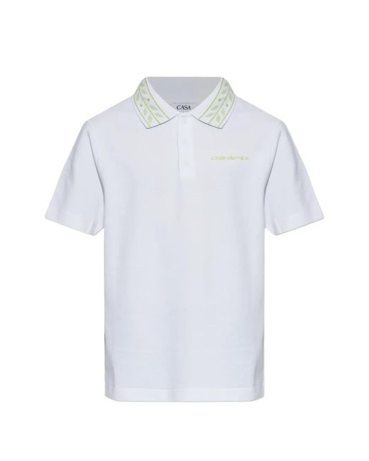Casablanca White Embroidered Logo Polo Shirt for men