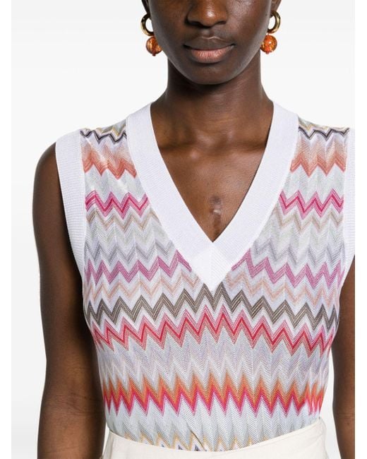 Missoni Pink Zigzag Crochet-knit Sweater Vest