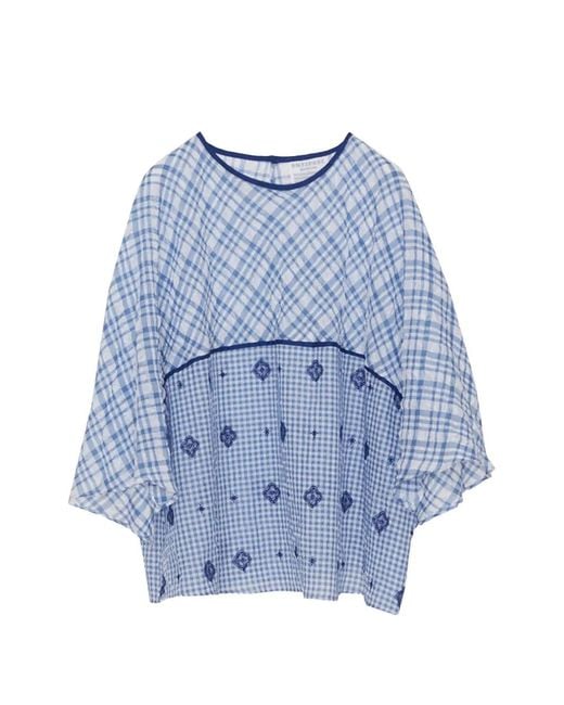Antipast Blue Check-Print Blouse
