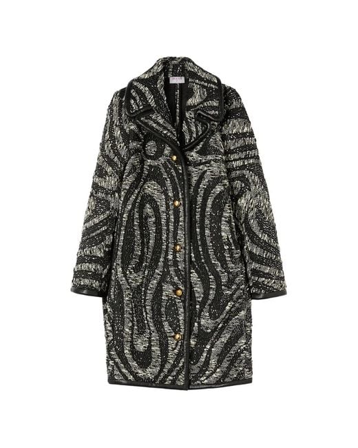 Emilio Pucci Black Tweed Patterned Coat