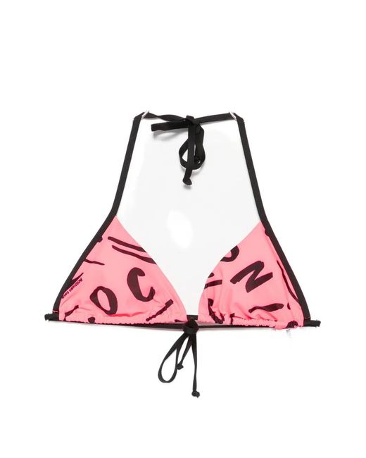 Moschino Pink Logo-Print Triangle Bikini Top