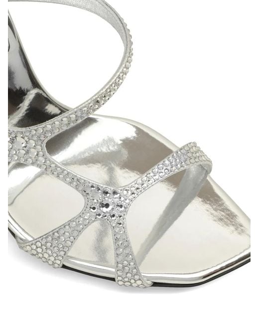 Sergio Rossi White Crystal-Embellished Sandals