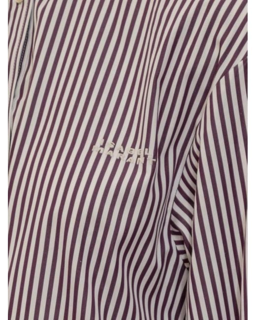 Isabel Marant Fabriza Gestreept Button-Down Blouse in het Purple