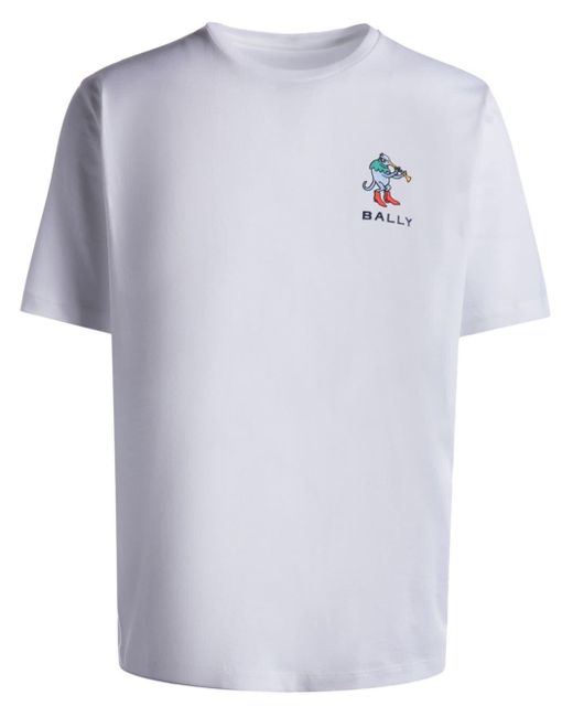 Bally White Logo-embroidered Cotton T-shirt for men