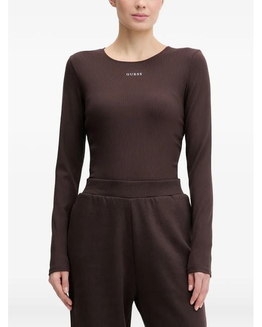 Guess Black Nat Long-Sleeved Ribbed T-Shirt