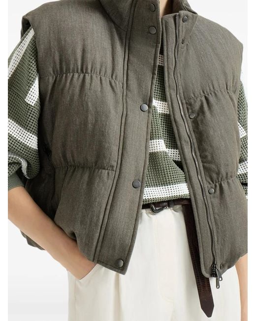 Brunello Cucinelli Green Twill-Weave Vest