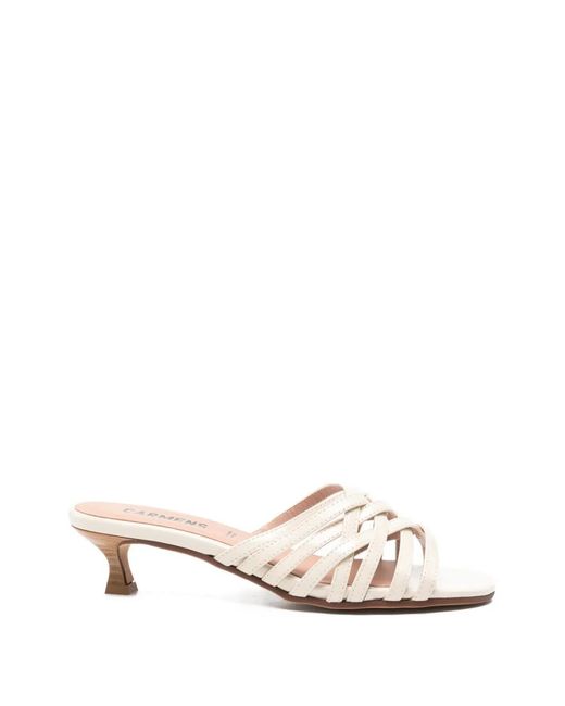 Carmens White Interwoven Patent-Finish Sandals