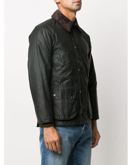Barbour Black Cotton Bedale Jacket With Corduroy Collar for men