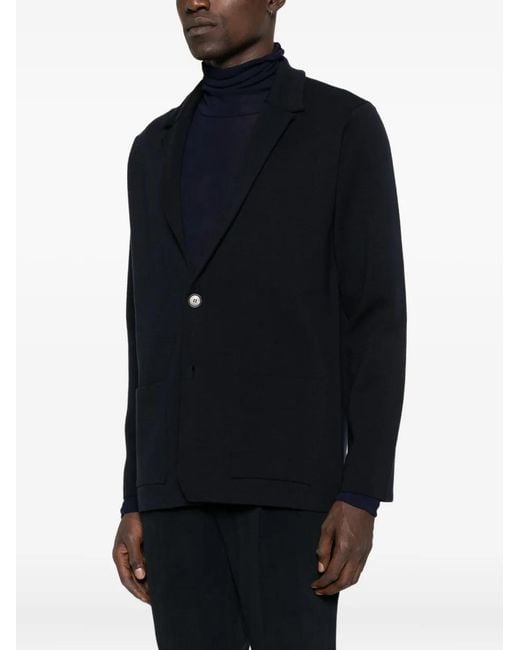 Roberto Collina Black Two-Button Patch-Pocket Blazer for men