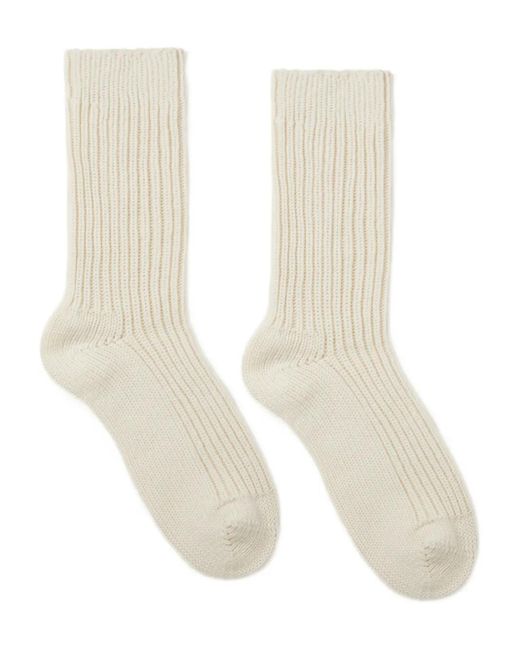 Alanui White Ribbed Cashmere Socks