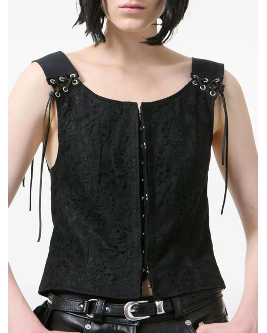 Our Legacy Black Tough Lace-Overlay Eyelet-Detail Vest
