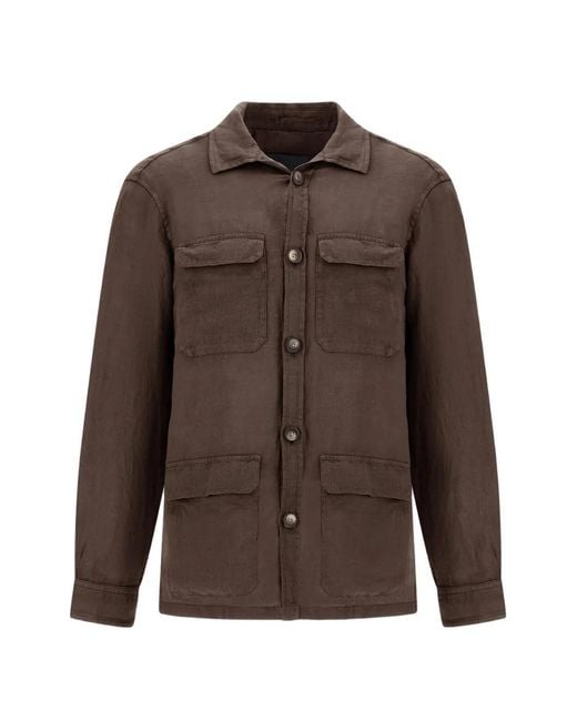 Herno Brown Flap-Pocket Shirt Jacket for men