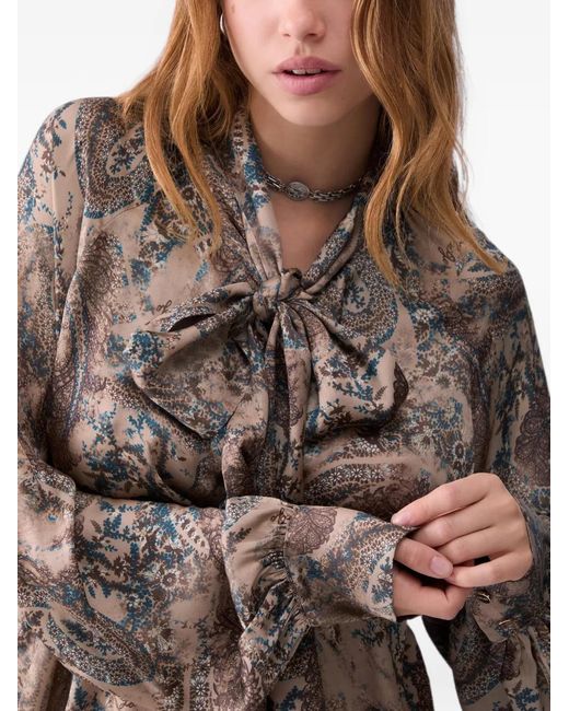 Liu Jo Brown Printed Satin Blouse