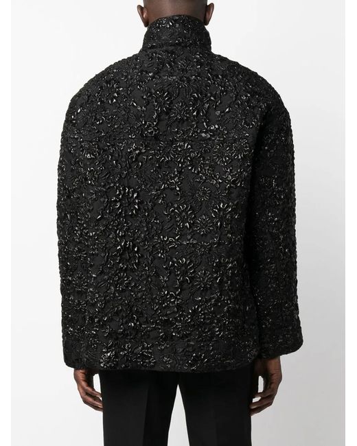 Valentino Garavani Black Floral-Jacquard Brocade-Effect Jacket for men