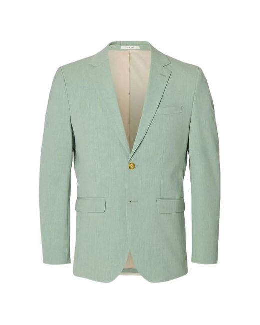 SELECTED Green Flap-Pockets Blazer for men