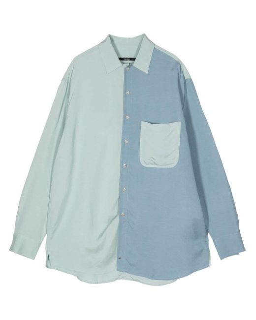 Song For The Mute Blue Two-tone Drop-shoulder Shirt for men