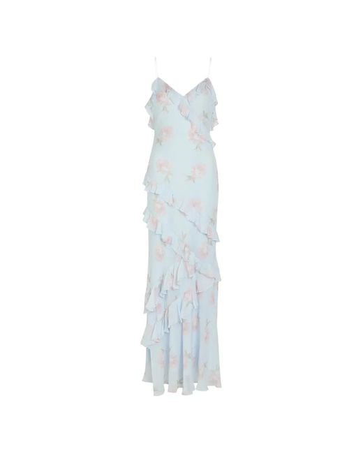 LoveShackFancy White Rialto Floral-Pattern Maxi Dress