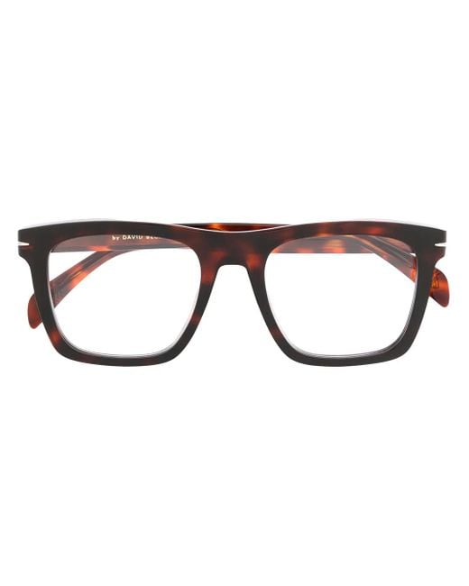 David Beckham Brown Rectangular Frame Tortoise-Shell Glasses