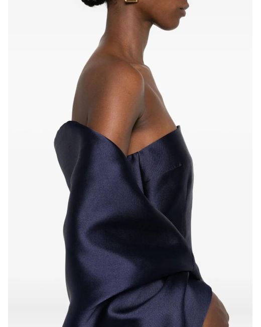 Solace London Blue Midaxi Strapless Midi Dress