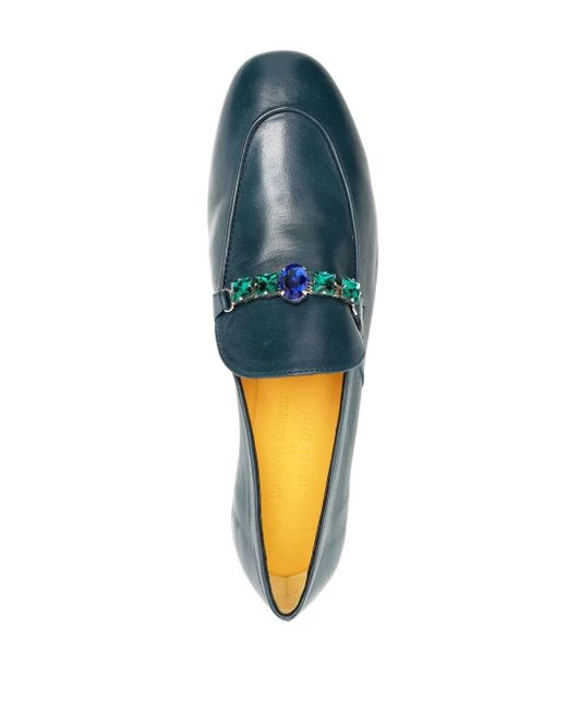 Madison Maison Blue Crystal-Embellished Flat Loafers