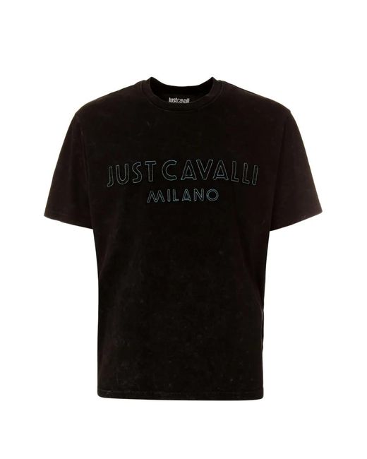 Just Cavalli Black Round-Neck T-Shirt for men