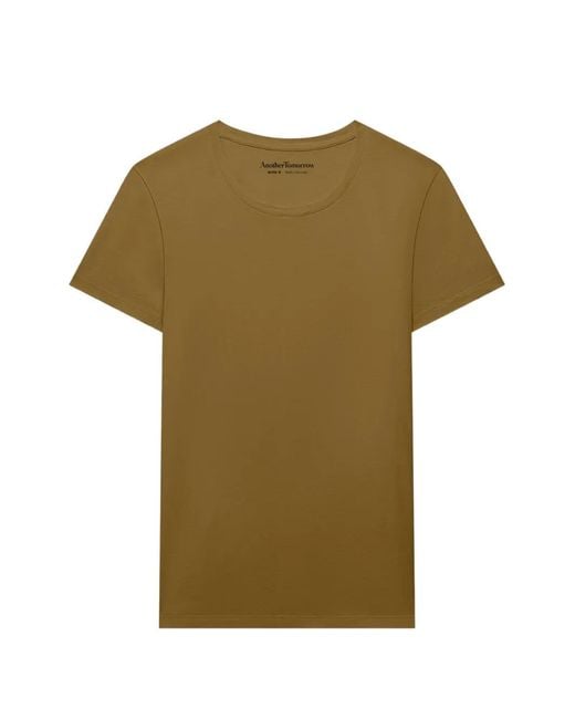 Another Tomorrow Green Organic Cotton Crew-Neck T-Shirt