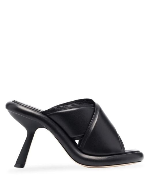 Vic Matié Black Crossover-Strap Leather Sandals