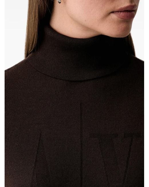 ARMANI EXCHANGE Black Logo-Intarsia Roll-Neck Sweater