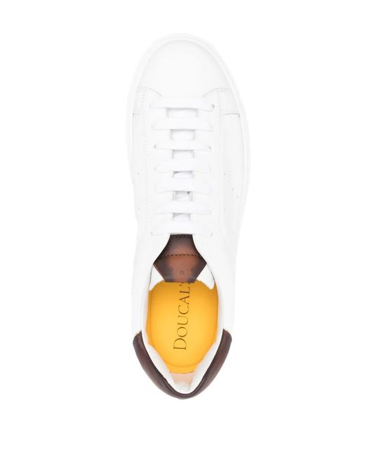 Doucal's White Calf -Leather Low-Lop Sneakers for men
