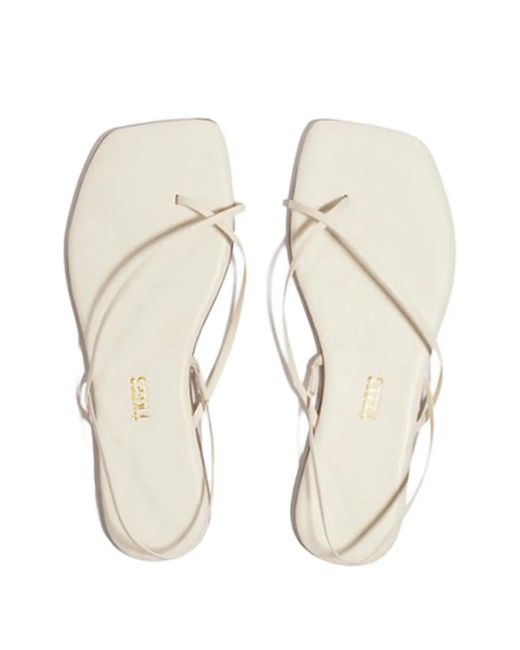 TKEES White Millie Square-Toe Sandals