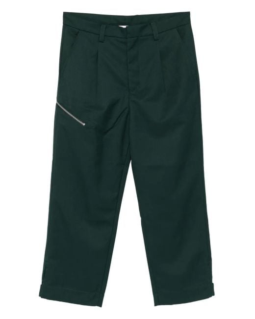 Oamc Peacemaker Green Zip-Detail Trousers for men