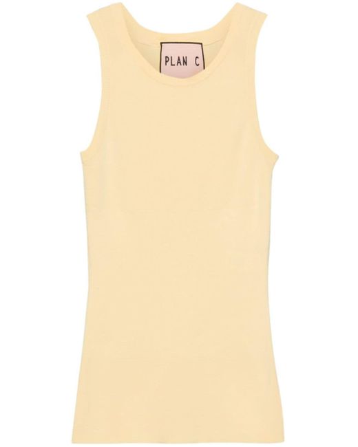 Plan C Natural Sleeveless Knitted Top