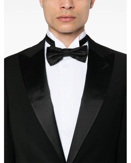 Contrast wool single-breasted suit Giorgio Armani de hombre de color Black