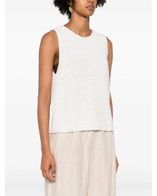 Marc O' Polo White Open-Knit Sleeveless Top