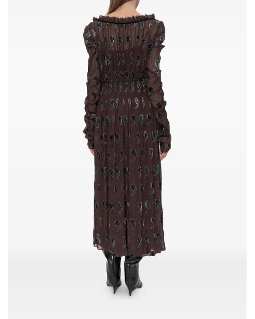 Tory Burch Brown Paisley-Print Midi Dress