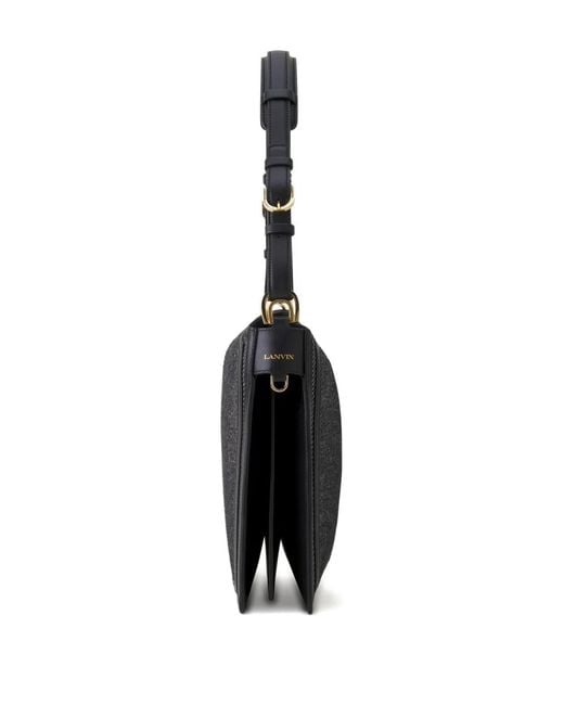 Lanvin Black Compagnon Striped Shoulder Bag