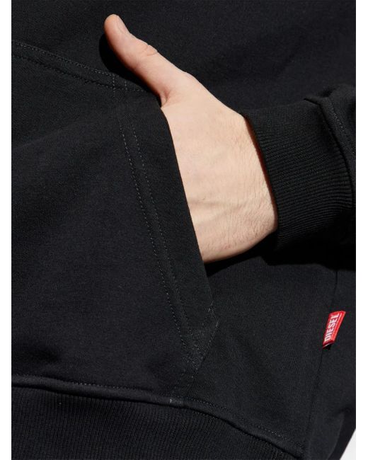 Hoodie Con Stampa Logo Destroyed di DIESEL in Black da Uomo