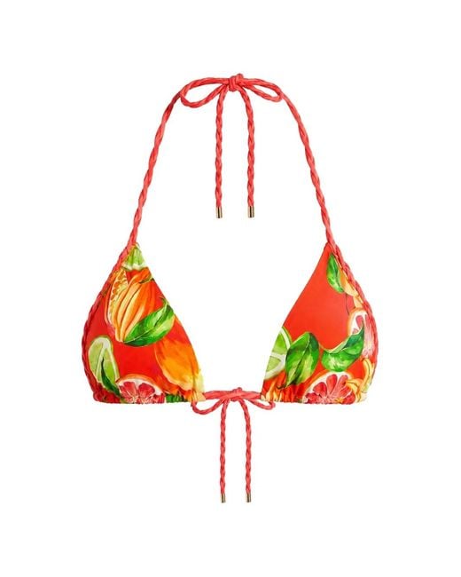 Farm Rio Red Rope-Detail Triangle Bikini Top