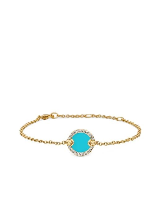 David Yurman Blue 18Kt Petite Dy Elements Center Station Chain Diamond Bracelet (11Mm)
