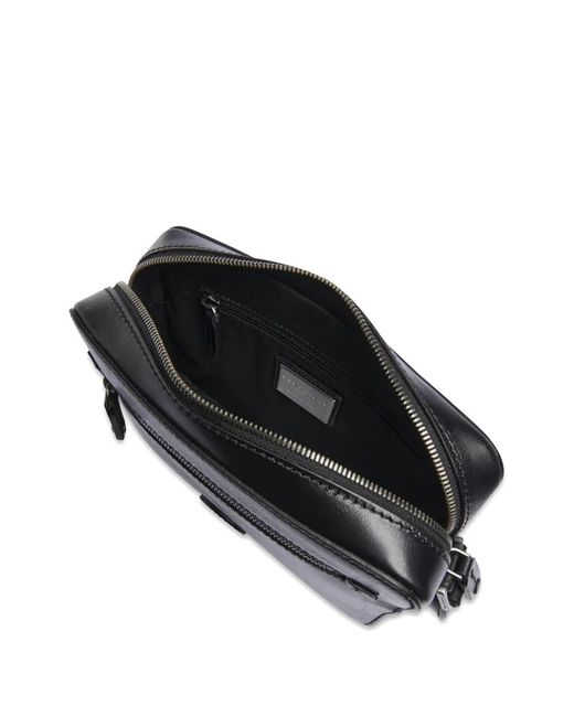 The Bridge Black Zip-Front Leather Messenger Bag for men