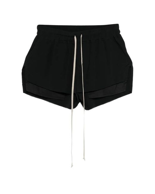 Rick Owens Black Mist-Colored Drawstring Shorts