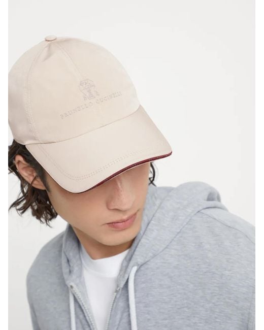 Brunello Cucinelli Natural Water-Resistant Microfibre Embroidered Baseball Cap for men