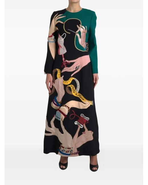 Dolce & Gabbana White Embroidered A-Line Maxi Dress