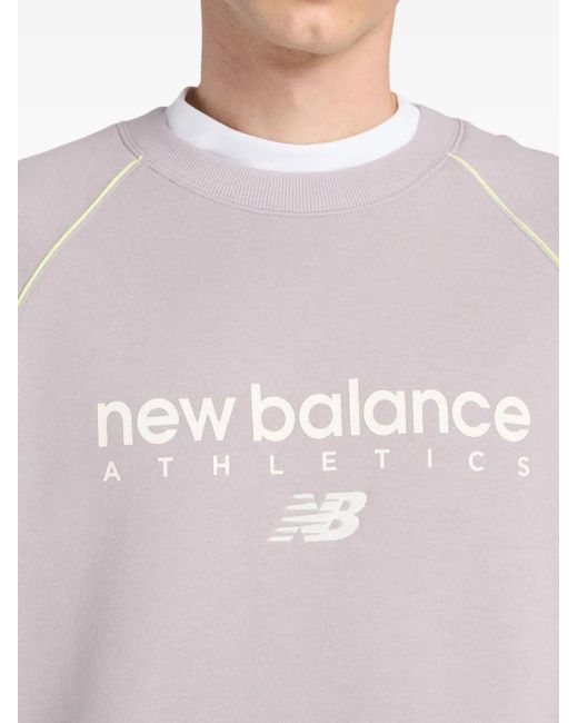 New Balance Gray Trackside Fleece Crew-Neck Sweatshirt for men